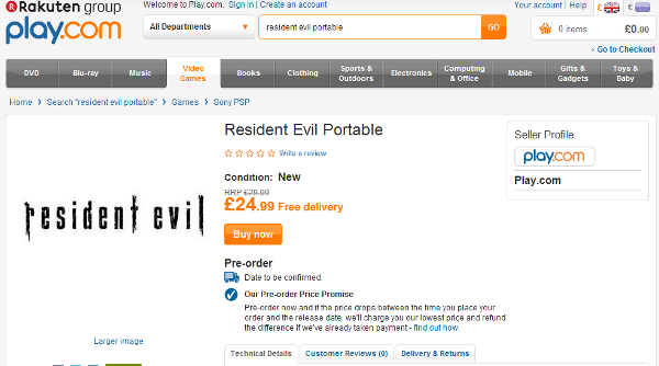 Rumor: Resident Evil Portable Outed by UK Retailer Play.com