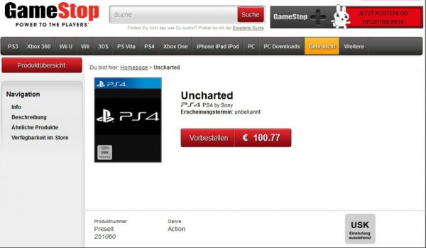 Gamestop Germany Lists Uncharted On