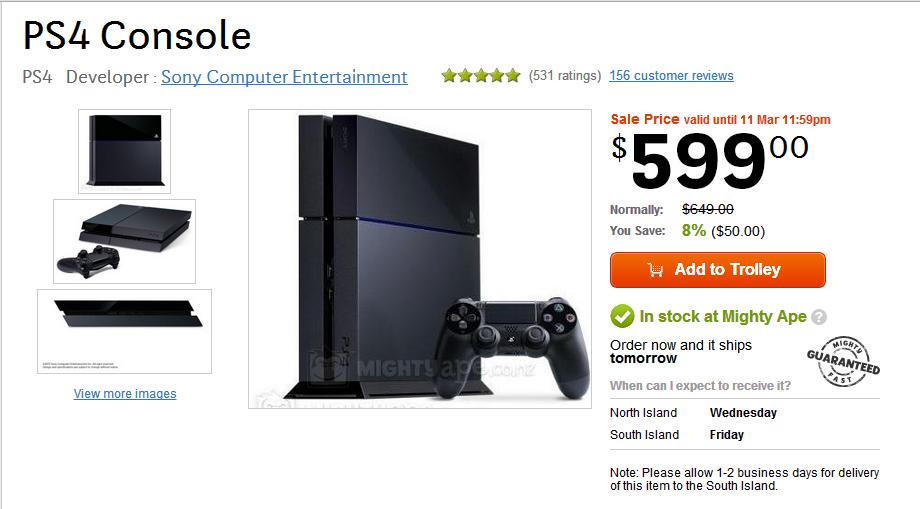 the price of the ps4