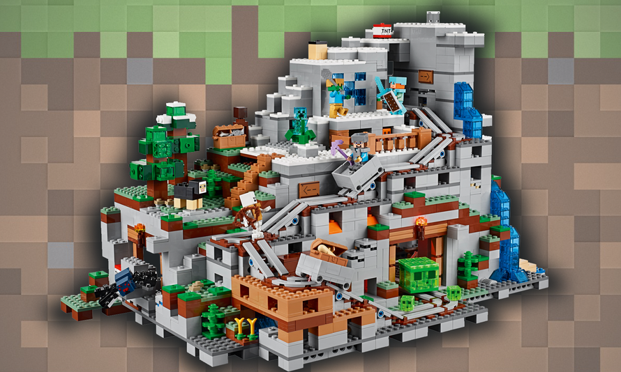 this lego minecraft mountain cave is